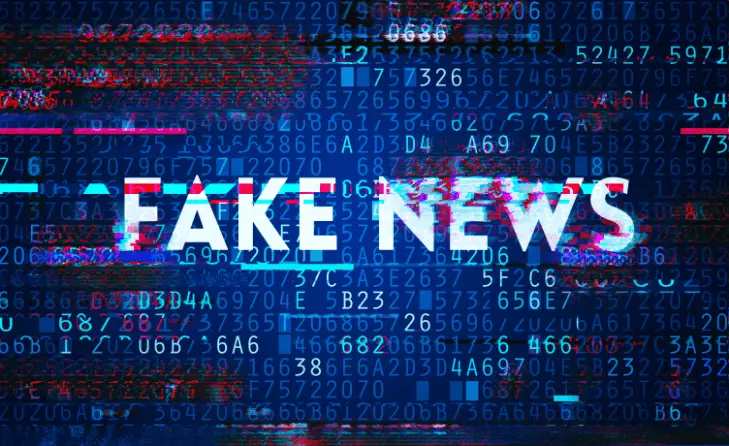 Fundo tecnológico com os dizeres: Fake News.