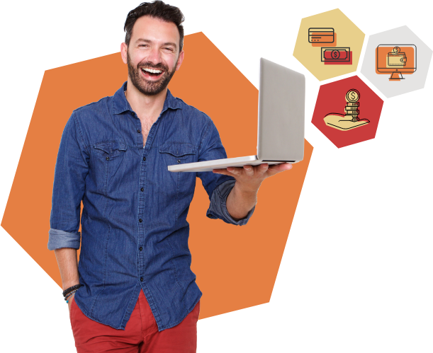 Homem com um notebook