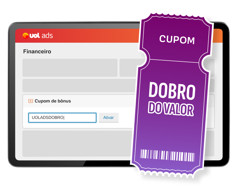 Painel do UOL ads com cupom de bônus UOLADSDOBRO