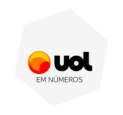 Hexágono cinza com logo do UOL.